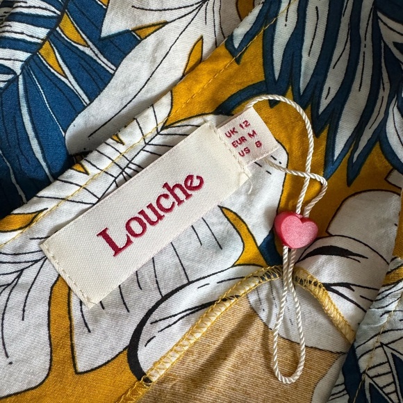 NEW Louche Anthropologie women’s palm leaf print back bow tie tank top size 8 - Picture 4 of 4